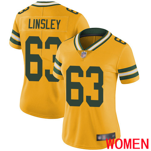 Green Bay Packers Limited Gold Women #63 Linsley Corey Jersey Nike NFL Rush Vapor Untouchable